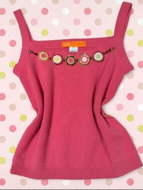 RARE y2k vintage Cynthia Steffe 100% cashmere beaded top